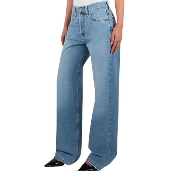 NEW ETICA Stanton Relaxed Wide Leg Denim Jeans Size 30 Natural CREAM Baggy Retro - Picture 10 of 10